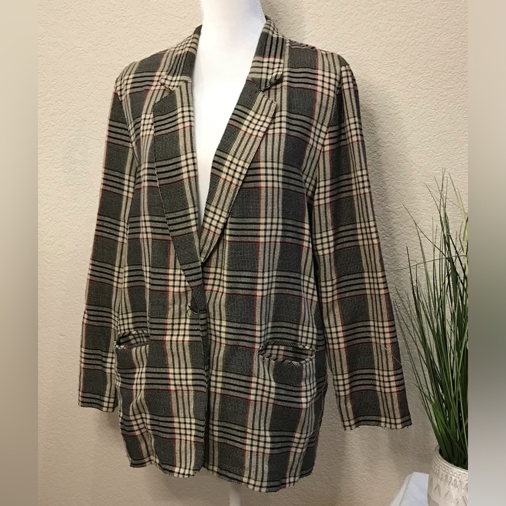 Vintage Requirements boxy plaid blazer lightweight sz 12